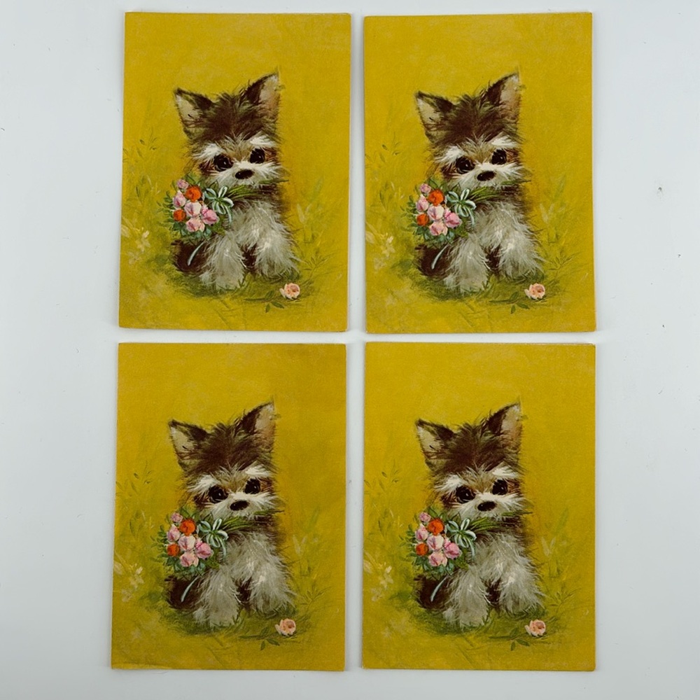 Vintage mid century blank schnauzer puppy greeting cards set